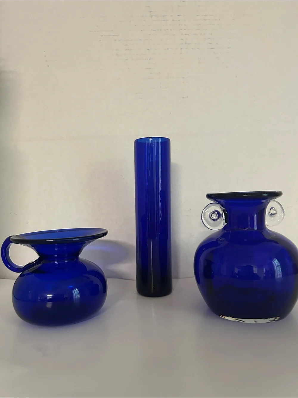 Cobalt Blue Glass Vase Collection - Set of 3